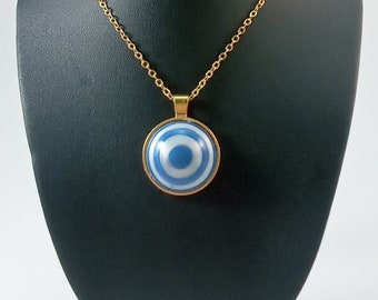 Gold Chain Charm Necklace With UV Resin Cabochon Target Pendant