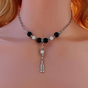 Y2K Beer Glow In The Dark Cosplay Necklace, Handmade Costume Jewelry Gift for Her Birthday, Christmas