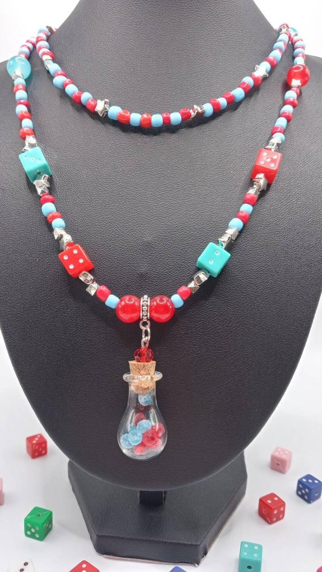 Y2K Red Dice Bead Choker Necklaces Dice Necklace 90s Choker Necklace