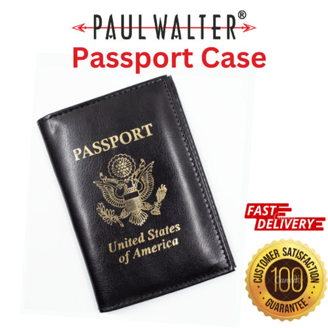 Unisex Black US Passport Cover ID Window Holder,card Slots Bifold Mini