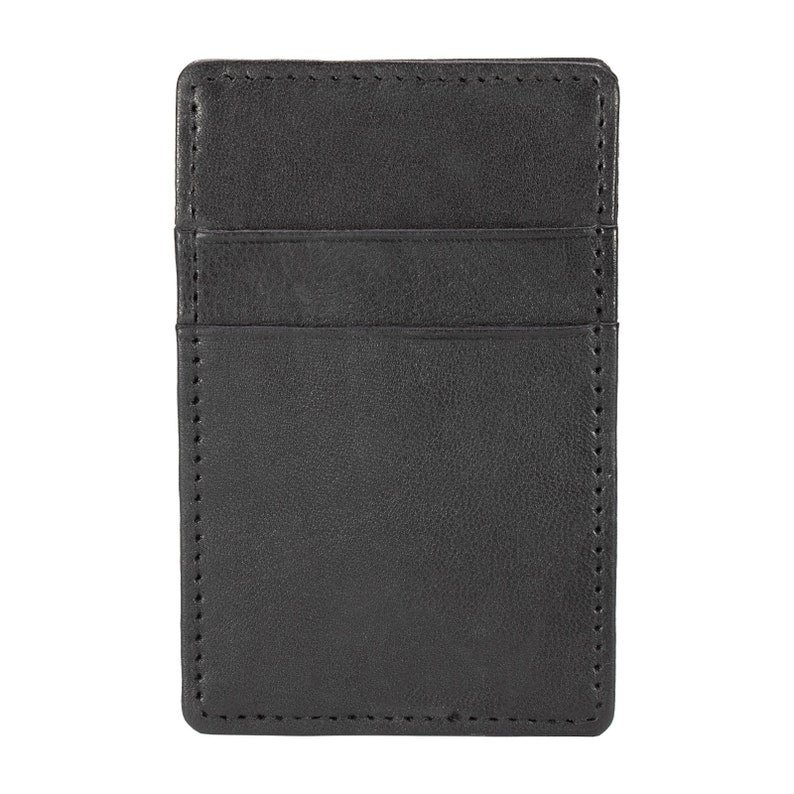 Genuine Leather Unisex Slim Magic Slim Bifold Minimalist Black Fashion New Wallet image 6