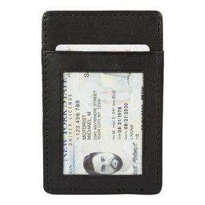 Genuine Leather Unisex Slim Magic Slim Bifold Minimalist Black Fashion New Wallet image 3