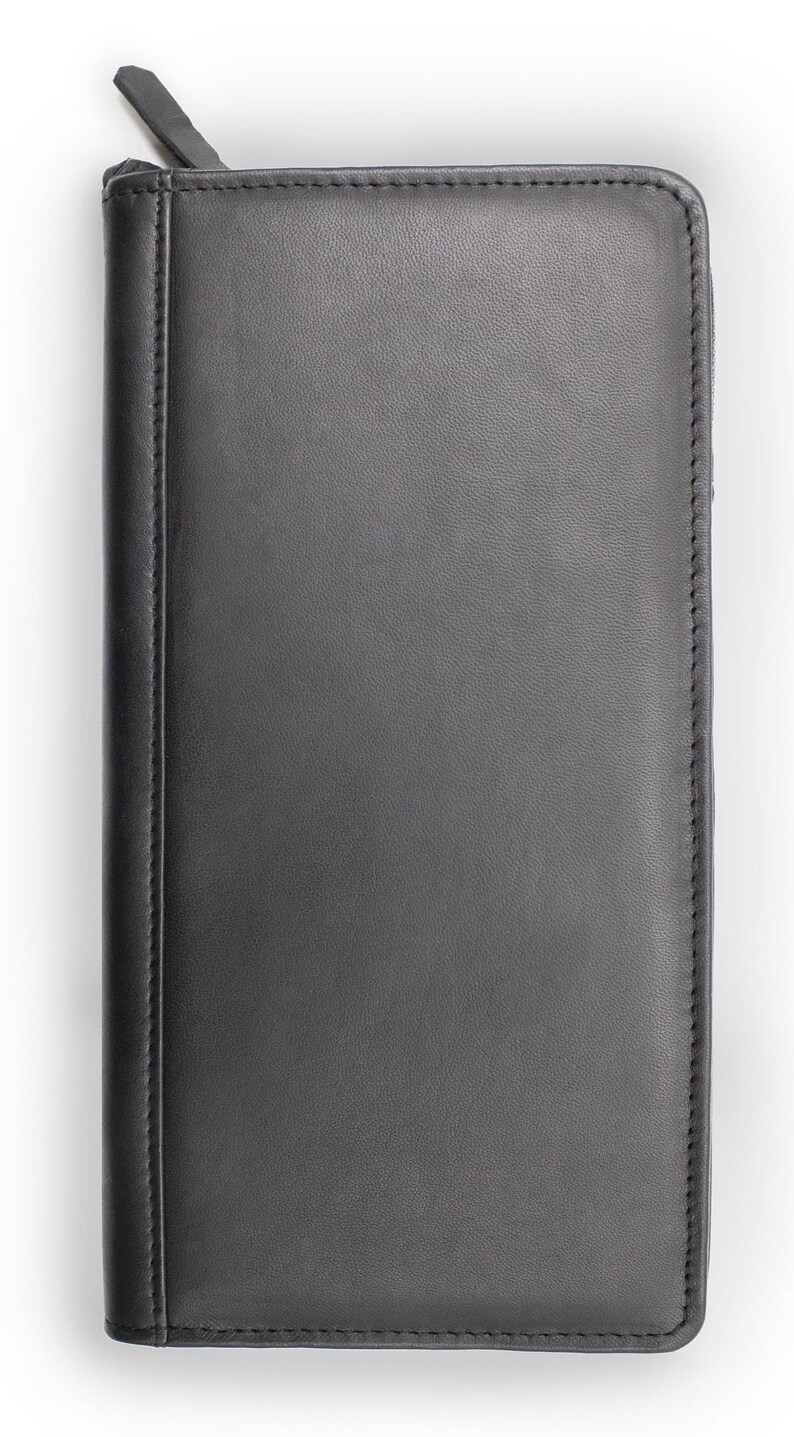 Cowhide Leather Checkbook Cover Credit Card Slots and Pen Holder Travel