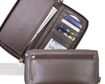 Paul Walter Genuine Leather Brown Checkbook Cover Unisex with RFID Blocking/Travel Accessories