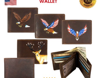 RFID Blocking Vintage Hunter Leather Wallet for Men, Brown