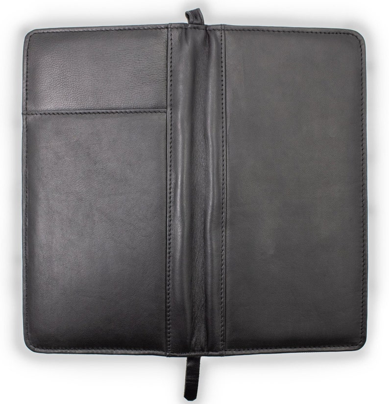 Cowhide Leather Checkbook Cover Credit Card Slots and Pen Holder Travel