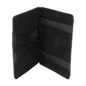 Genuine Leather Unisex Slim Magic Slim Bifold Minimalist Black Fashion New Wallet image 8