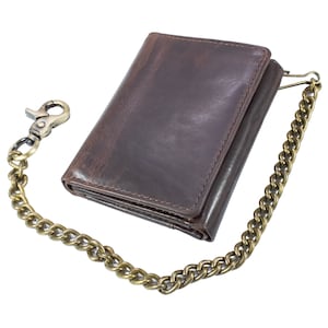 Leather Biker Wallet With Chain, Small Wallet Men, Biker Wallet