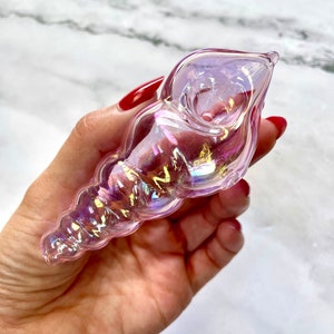 Sea Shell Glass Hand Pipe, Cute Smoking Pipe, Quality Tobacco Pipe, Unique Gifts