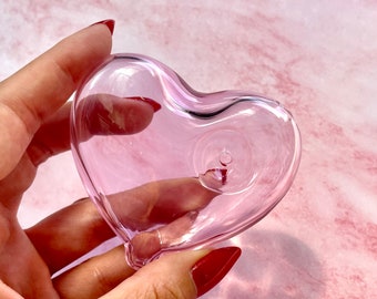 Heart Glass Hand Pipe, Cute Smoking Pipe, Quality Tobacco Pipe, Unique Gifts