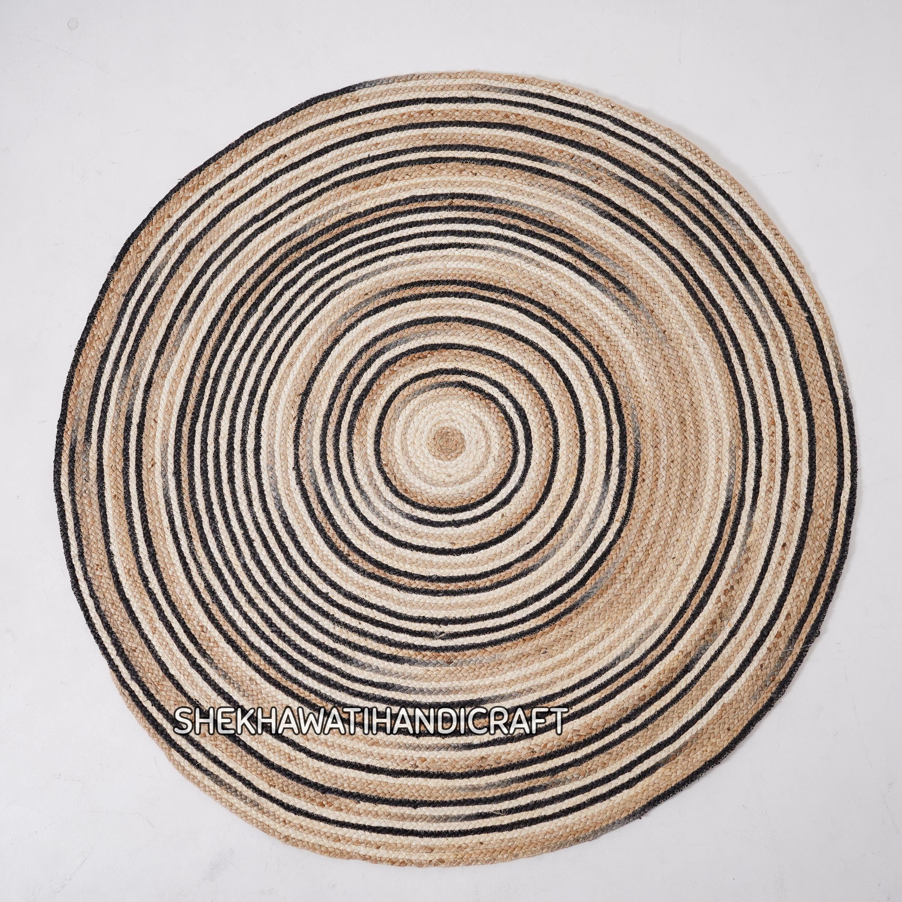 Indian Handmade Natural Round Jute Rug Bedside Round Rug Circle Rug New ...
