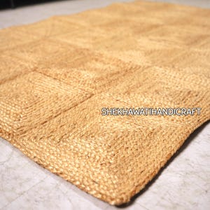 Natural Jute Rug Jute Braided Rug Bohemian Jute Rug Rectangular Jute Rug, Boho Decor Rug, Jute Area Rug, Square Jute rug Custom Size Rug