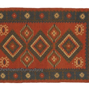 Handmade Wool Jute Kilim Rug Wool Jute Kilim Jute Rug Flatweave  Rug Bohemian Rug Dhurrie Rug Navajo Kilim Rug Area Floor Rug Home Decor Rug
