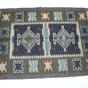 Handmade Navajo Kilim Rug, Aztec Rug, Accent Rug, Outdoor Rug/Indoor Rug, Living/Dinning Room 4x6 Ft, Wool Jute Kilim Rug, Indian DhurrieRug