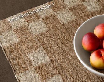 Handgewebter Kelim Teppich aus Hanf, Juteteppich, Kelimteppich, Kelimteppich, Kelimteppich, Berber Teppich, Kilim Teppich