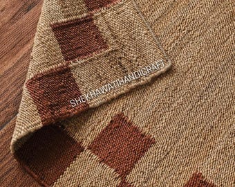 Tappeto in juta fatto a mano, tappeto in fibra naturale, tappeto stile rustico, tappeto boho, tappeto per soggiorno, tappeto per camera da letto, tappeto rustico neutro ed ecologico