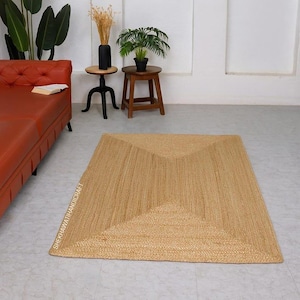 Natural Jute Rug, Jute Braided Rug, Bohemian Jute Rug, Rectangular Jute Rug, Boho Decor Rug, Jute Area Rug, Square Jute Rug Custom Size Rug