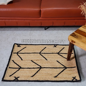 Natural Jute Rug Jute Braided Rug Bohemian Jute Rug Rectangular Jute Rug, Boho Decor Rug, Jute Area Rug, Square Jute rug Custom Size Rug