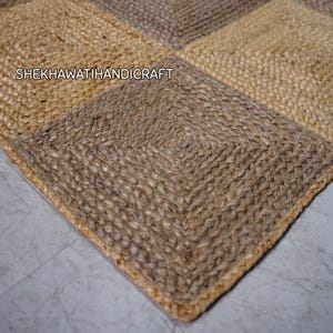 Bohemian Jute Area Rug Custom Sizes Available Natural Jute Rug Rectangular Jute Rug, Boho Decor Rug, Jute Area Rug, Square Jute rug