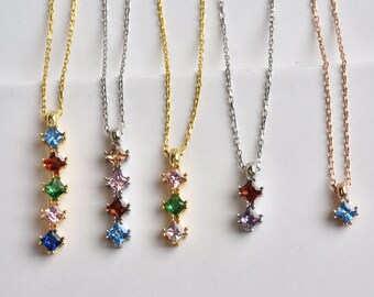 Family Birthstone Choker, Personalized BirthMonth Pendant, Custom Birthstone Necklace, Multi-Stone Custom Necklet, Personalized Crystal Gift