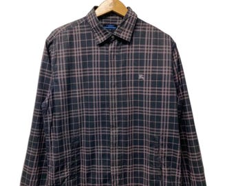 Burberry Vintage Dark Green Wool Harrington Jacket, 90s Men's Wool