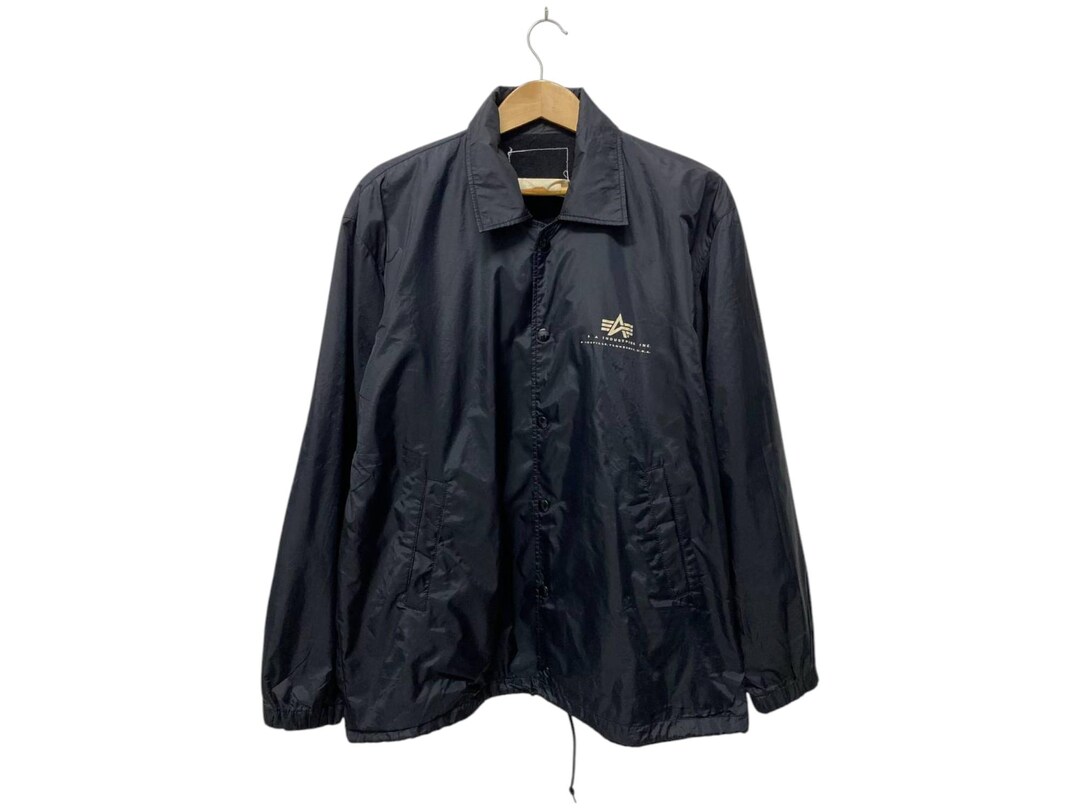Vintage 90s Alpha Industries Coach Jacket | Black Nylon