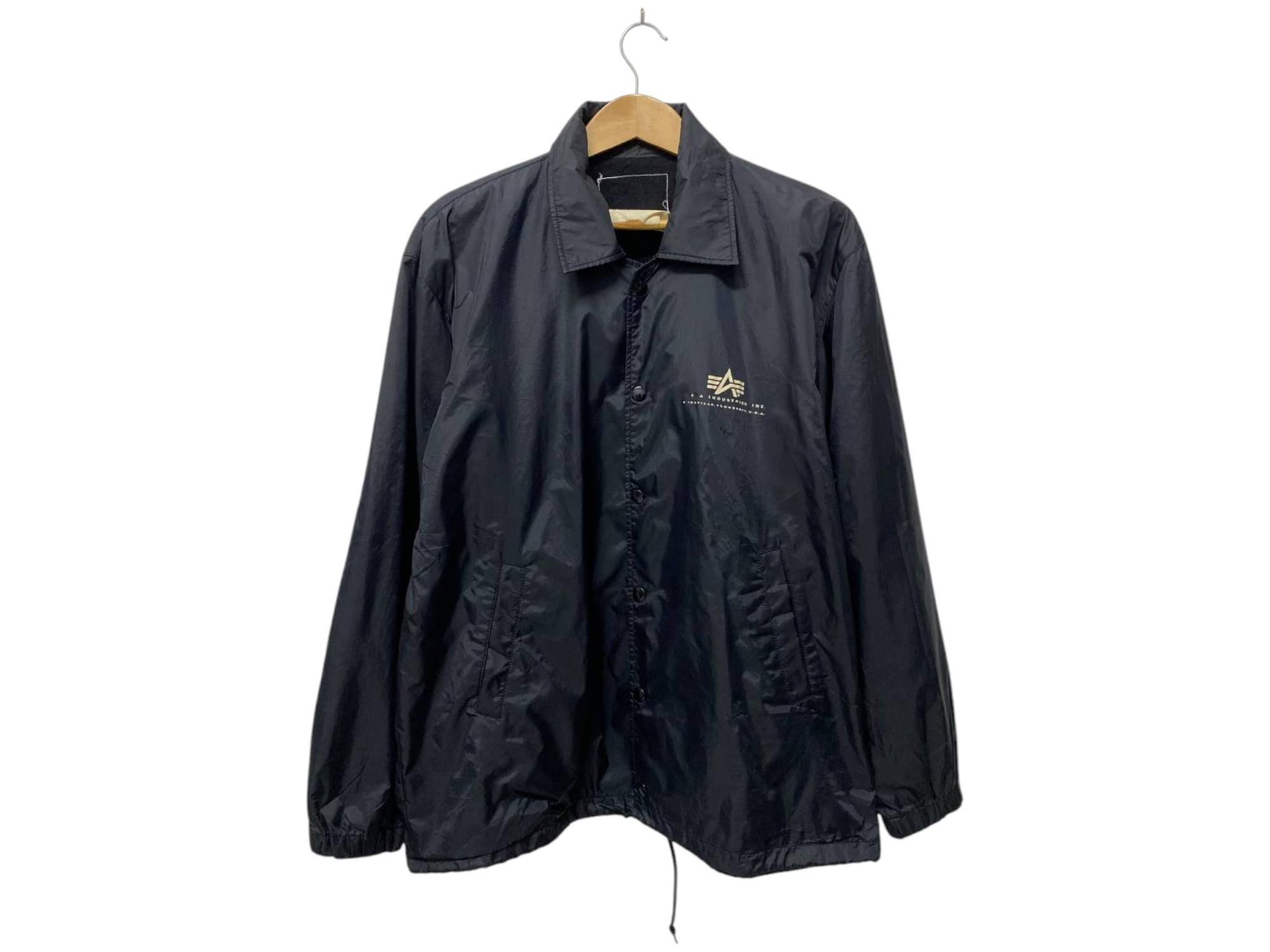 Vintage 90s Alpha Industries Coach Jacket | Black Nylon