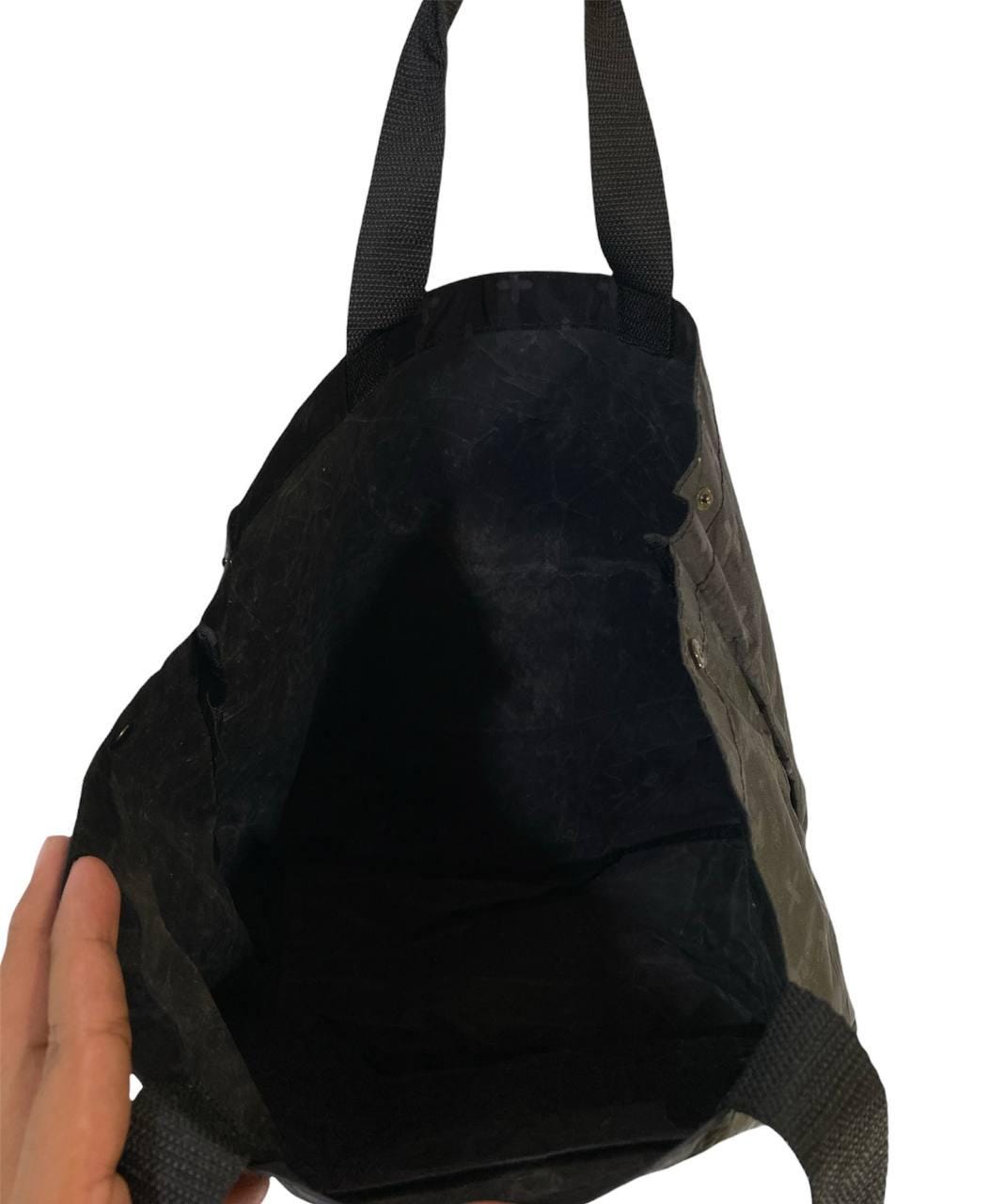 Head Porter Plus Foldable Tote Bag | Black Nylon Cross Pattern
