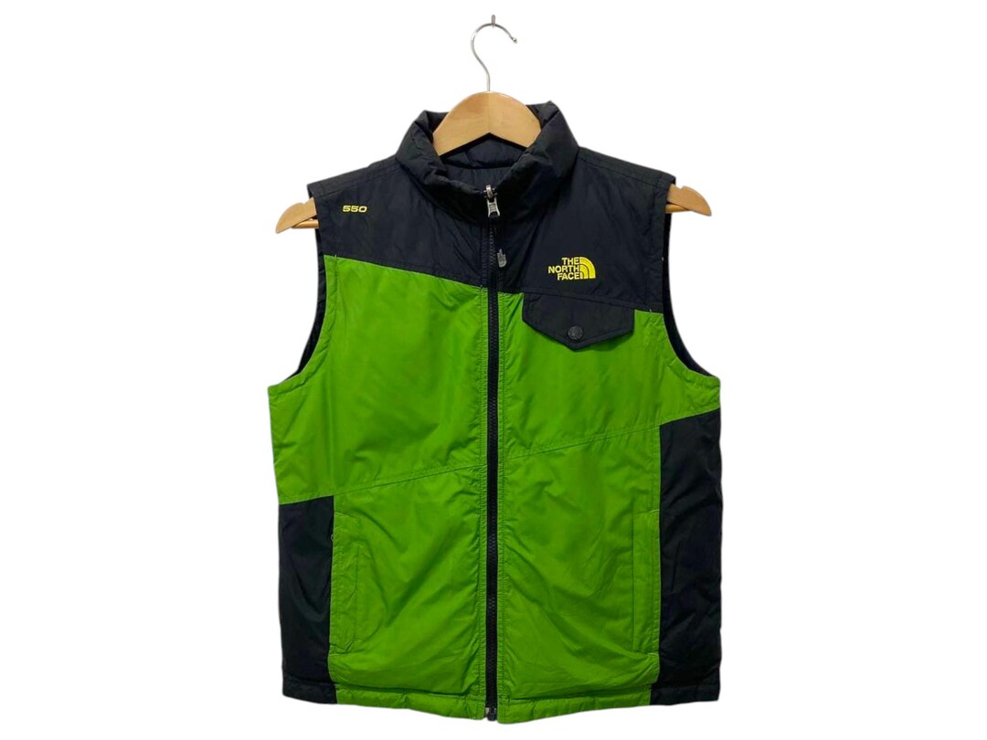 The North Face Reversible Puffer Vest | Black 550 Down Fill & Lime