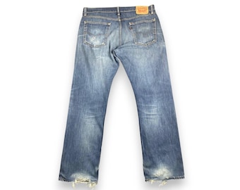 Vaqueros Levi's 514 Y2K de tiro medio y corte recto ajustado / Denim desgastado lavado medio / Talla W34 L32