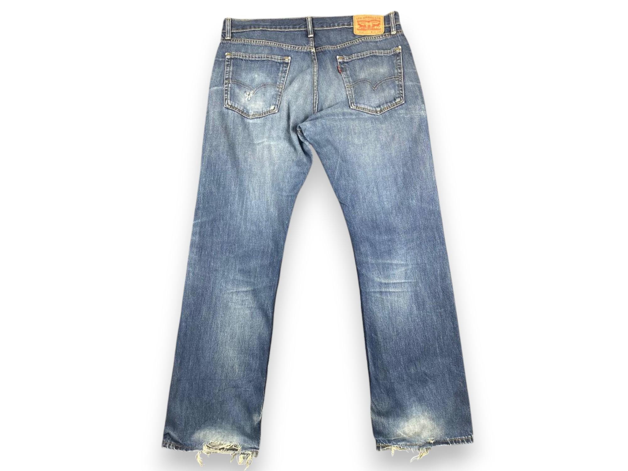 Y2K Levi's 514 Mid-Rise Slim Straight Jeans Distressed Medium Wash Denim W34 L32
