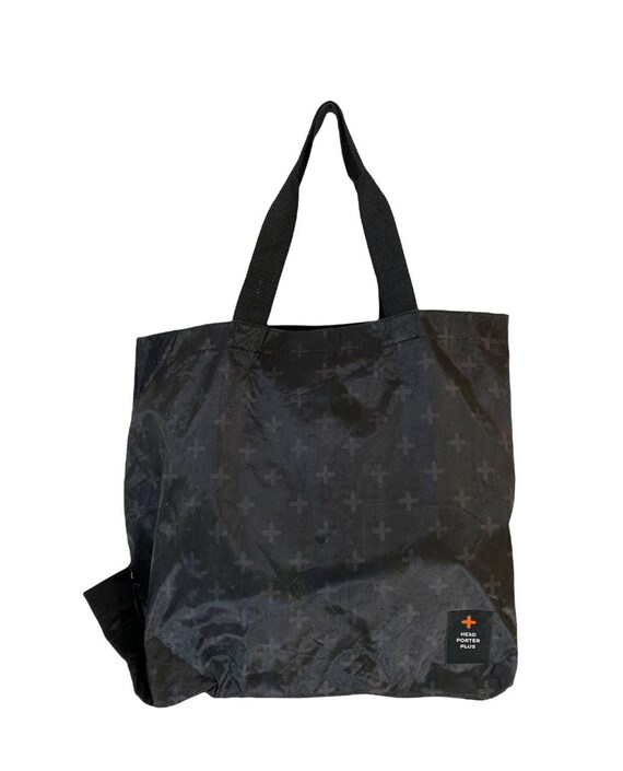 HEAD PORTER ナイロントート　ブラック Head Porter Plus Foldable Tote Bag | Black Nylon Cross Pattern