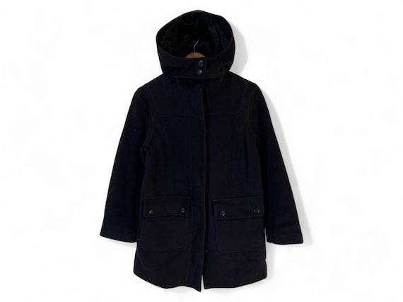 Vintage L.L.Bean Wool Car Coat Parka XS Petite | Navy Thinsulate Insulated Duffle Coat | Classic Maine Winter Outerwear