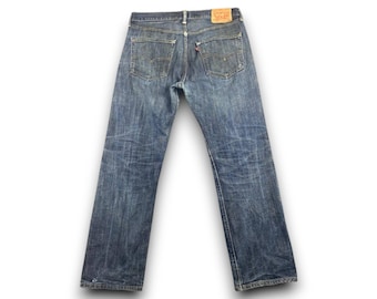 Jeans Levi's 501 Original Fit vintage / Denim a gamba dritta e vita alta / Patta con bottoni classici / Effetto consumato/