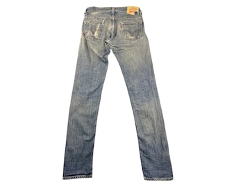 Vaqueros Levi's 511 vintage de corte ajustado, lavado claro, talla W30 L32, corte cónico retro de los 90, estilo Y2K, estilo skater indie.
