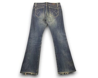 Vintage Wrangler Jeans Dark Wash | 90s Western Cowboy Cut Straight Leg Denim | Mid Rise
