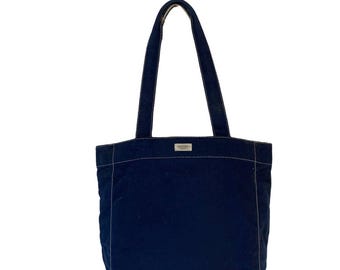 Vintage SACSNY Y'SACCS Navy Canvas Tote Bag | Large Shoulder Bag