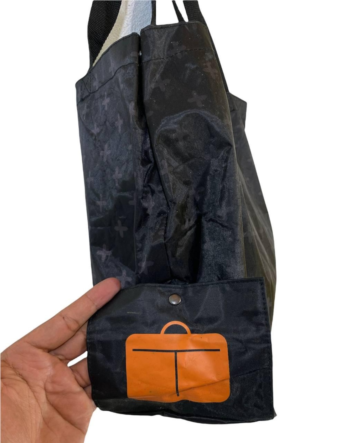 Head Porter Plus Foldable Tote Bag | Black Nylon Cross Pattern | Japanese Streetwear |, foto 3 de 5