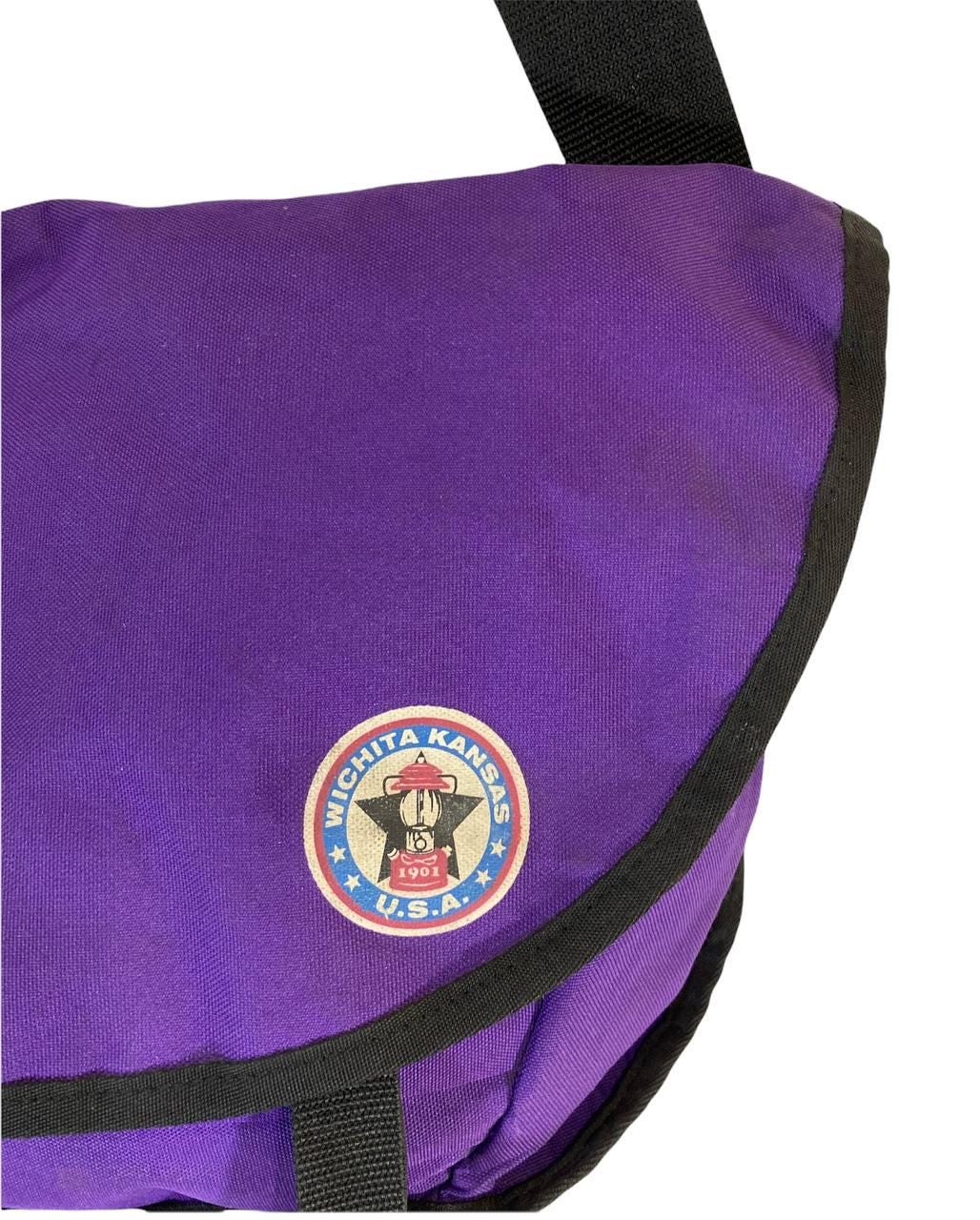 Vintage Coleman Purple Messenger Bag | Wichita Kansas Patch | Camo