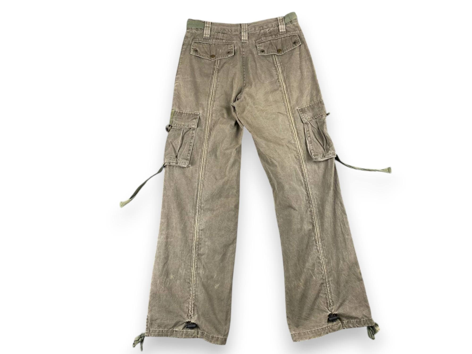 VINTAGE Y2K Baggy Cargo Pants | Olive Green Khaki Utility Trousers 