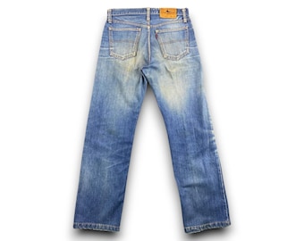 Vaqueros japoneses vintage BIG JOHN / Ropa de trabajo con orillo y pierna recta de los años 80 y 90 / Raro, hecho en Japón