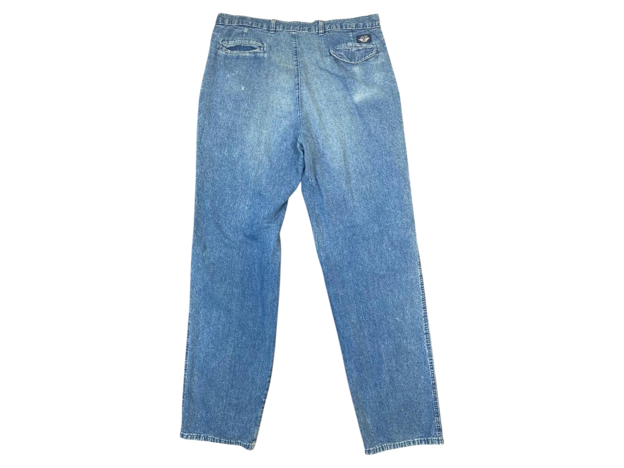 Vintage 90s Dockers Denim Pleated Trousers, High Waisted Tapered 