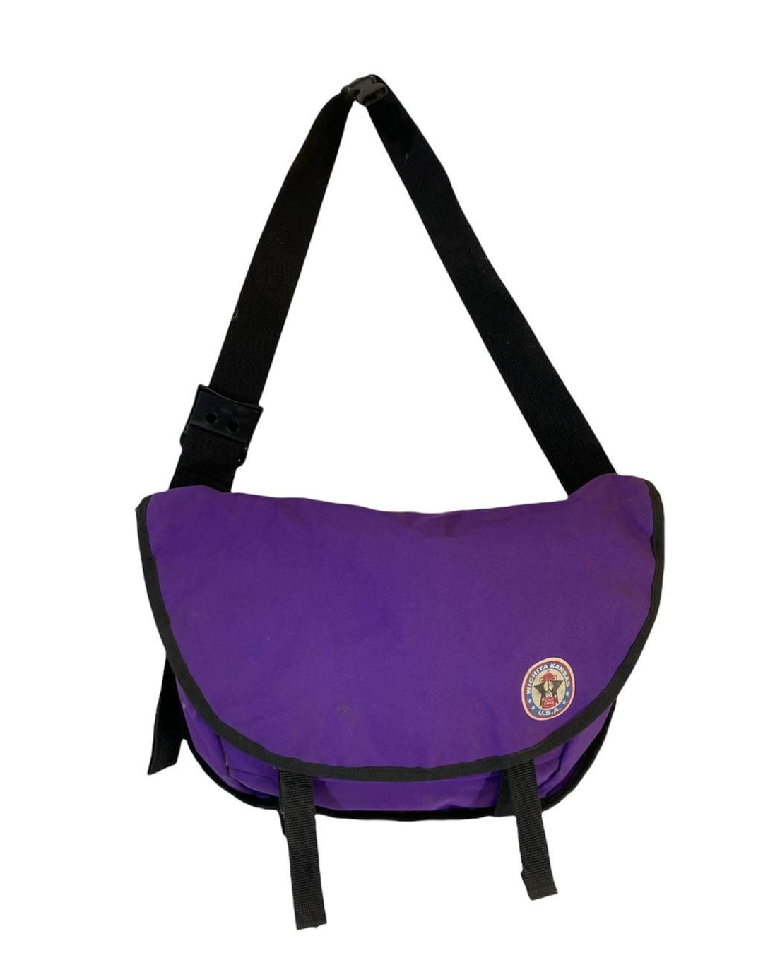 Vintage Coleman Purple Messenger Bag | Wichita Kansas Patch | Camo