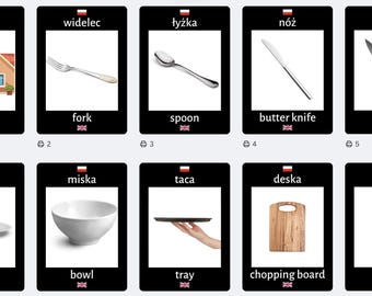 Bilingual Polish English Household Flashcards | Toddler Learning (Digital Download)