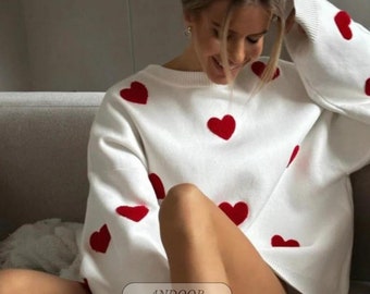 Sweatshirt chaleureux et stylé Cœur pour la Saint-Valentin - Cadeau parfait, Sweatshirt ,Vêtements confortables à thème cœur, fête des mère