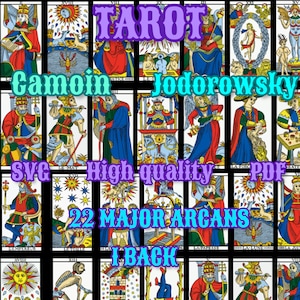 Marseille Maserella Tarot Camoin Jodorowsky high quality restoration for printing and engraving SVG PDF vector files 22 major arcana and 1 reverse