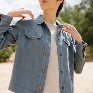 Linen trucker jacket hotsell