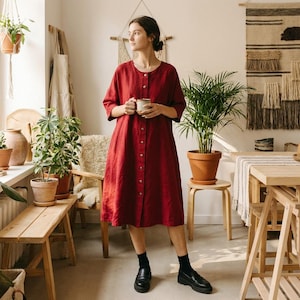 open lace back dress Romanticist Square Neck Dress in Red Cotton Needlecord – The Array