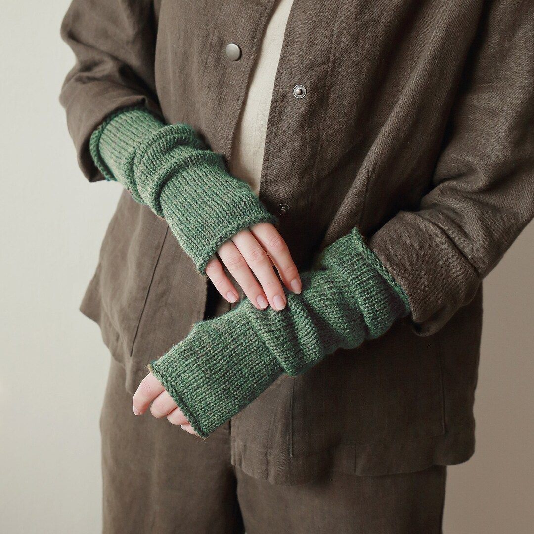 Green Arm Warmers Green Wool Arm Warmers Handknitted Wool Etsy UK