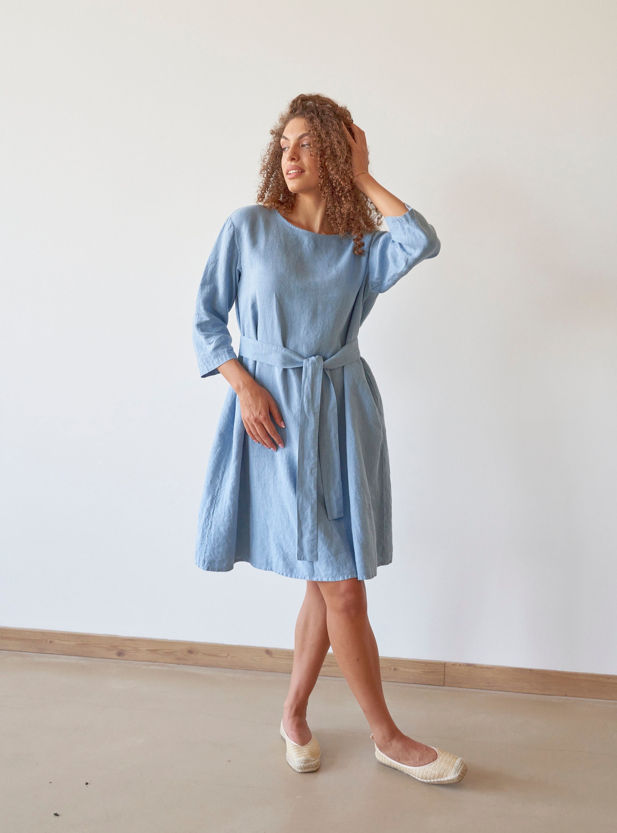Striped Dress H And M Linen Dress Linen-blend Dress White/Blue Striped Ladies H&M GB Striped Dress H And M Linen Dress Linen-blend Dress White/Blue Striped Ladies H&M GB